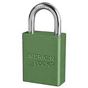 AMERICAN LOCK 1105 Green Anodized Aluminum Body Safety Lockout Padlock: 1" Shackle